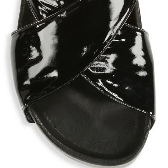 Simon Miller Dip Patent Vegan Leather Platform Slingback Sandals Black Size 8 - Picture 3 of 11